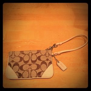 Coach Tan Signature Canvas Wristlet